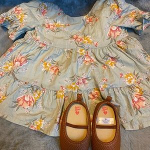 Baby girl dress 6 months with matching shoes size 2 or 3-6 months